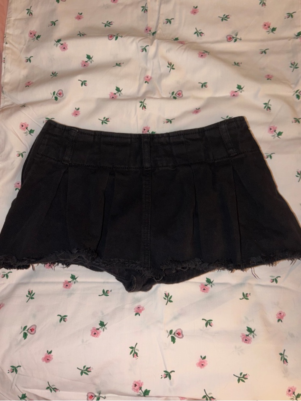 Edikted black denim mini skort
